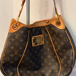 Louis Vuitton Monogram Canvas Shoulder Bag with Tan Trim